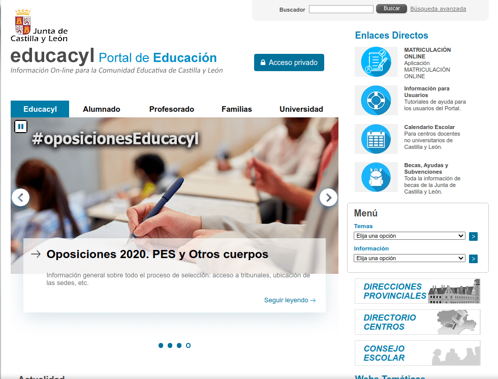 Consultar notas y encontrar empleo con Educacyl